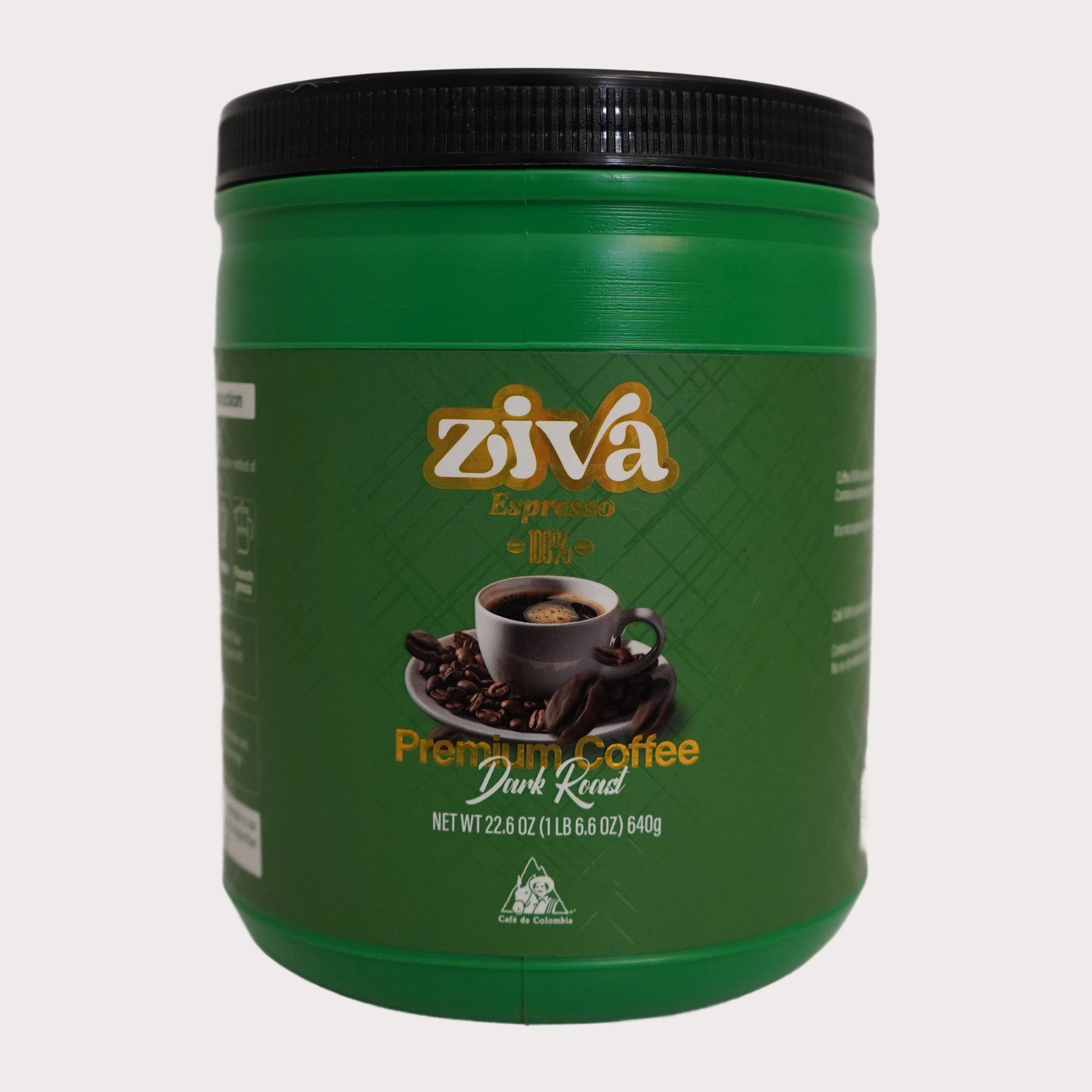 Image of Ziva Premium Coffee – Dark Roast Espresso, 100% Café de Colombia (640g)